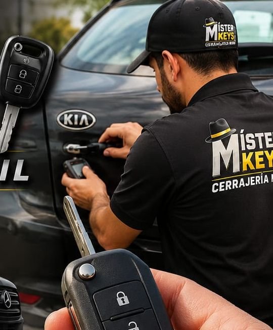 Míster Keys technician repairing a Kia door lock on site